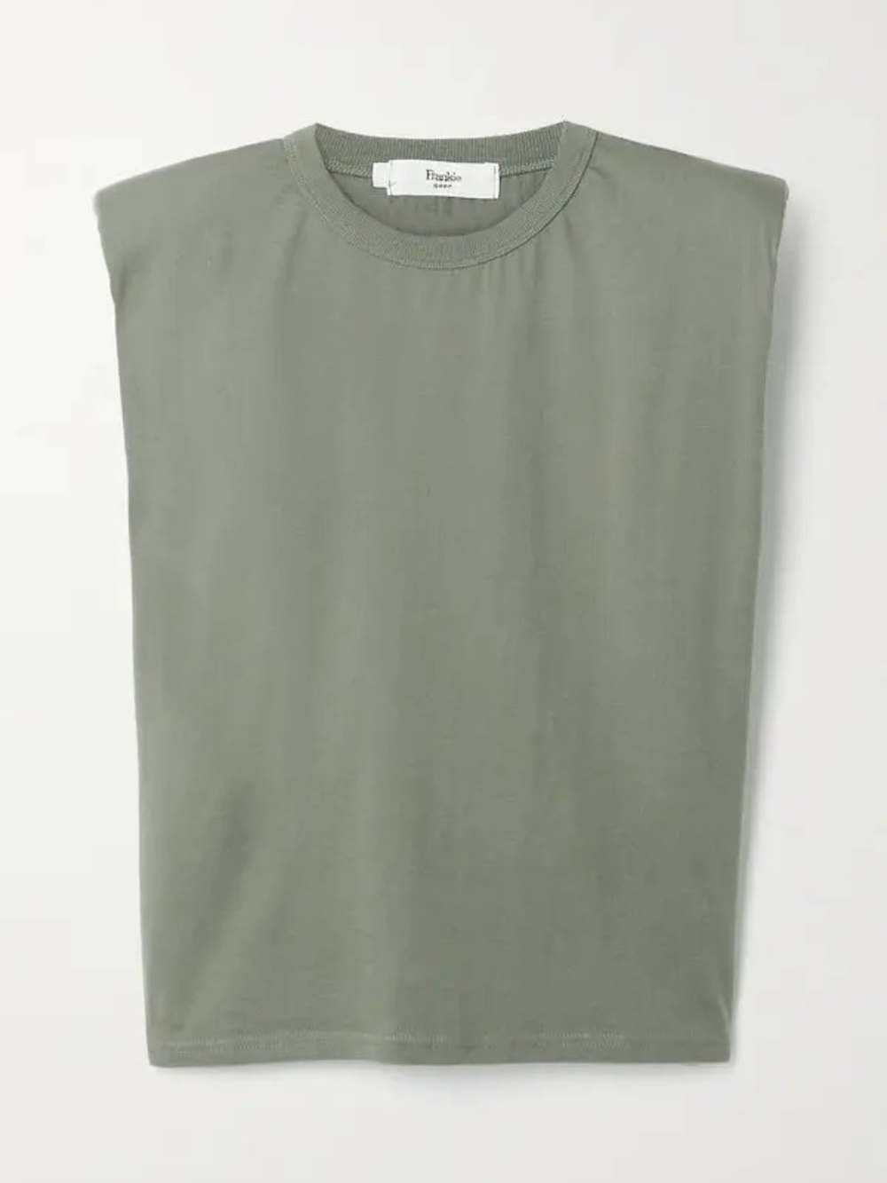 Frankie Shop Shoulder Pad Crewneck Tank in Olive Green